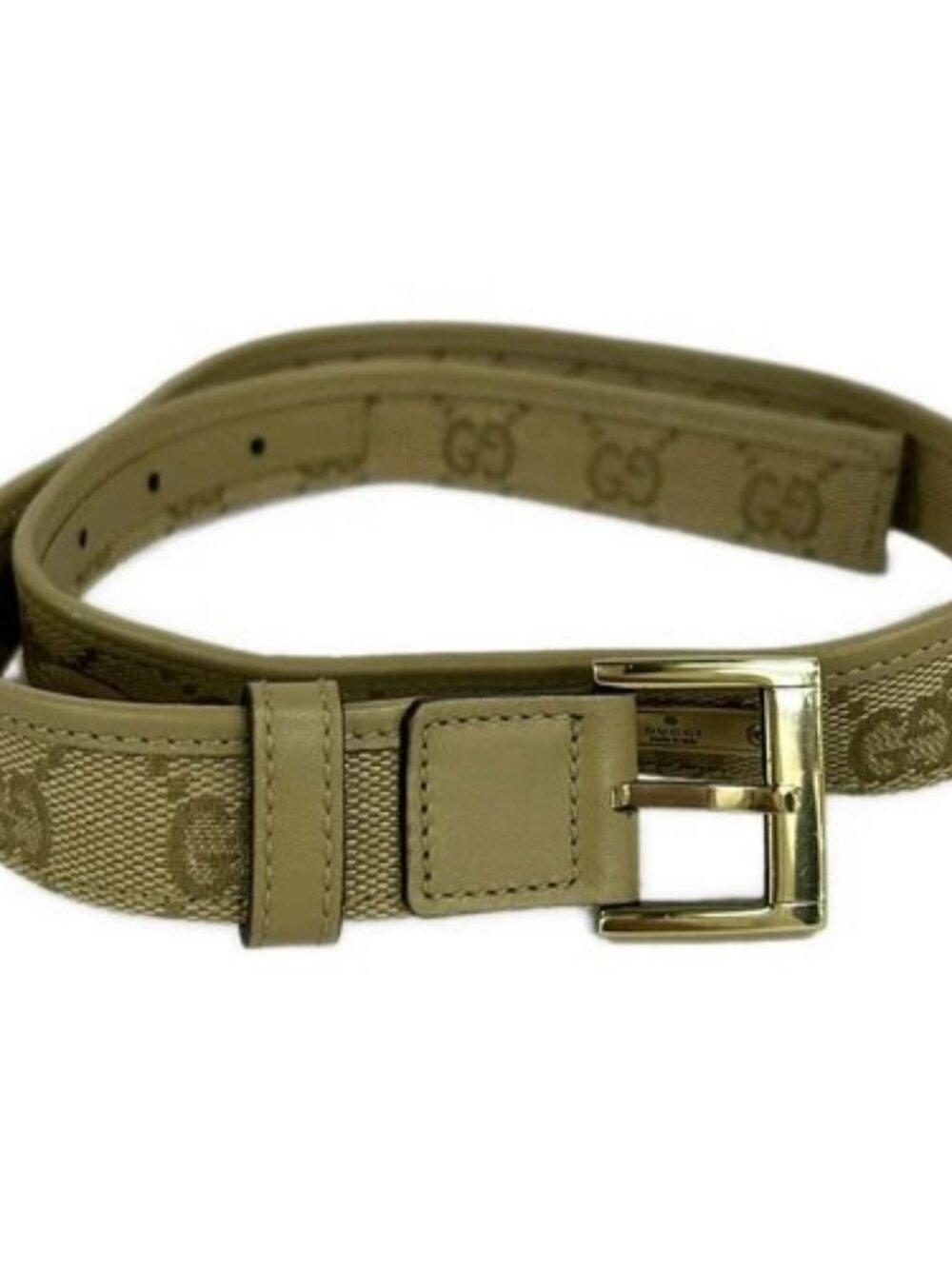 GUCCI - Beige Gold Canvas Hardware Belt